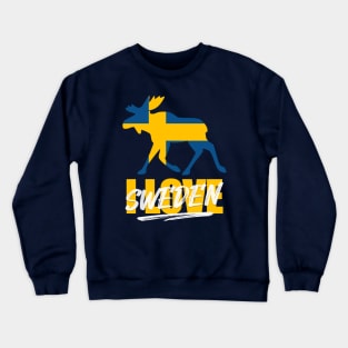 Sweden I love Moose Elk Crewneck Sweatshirt